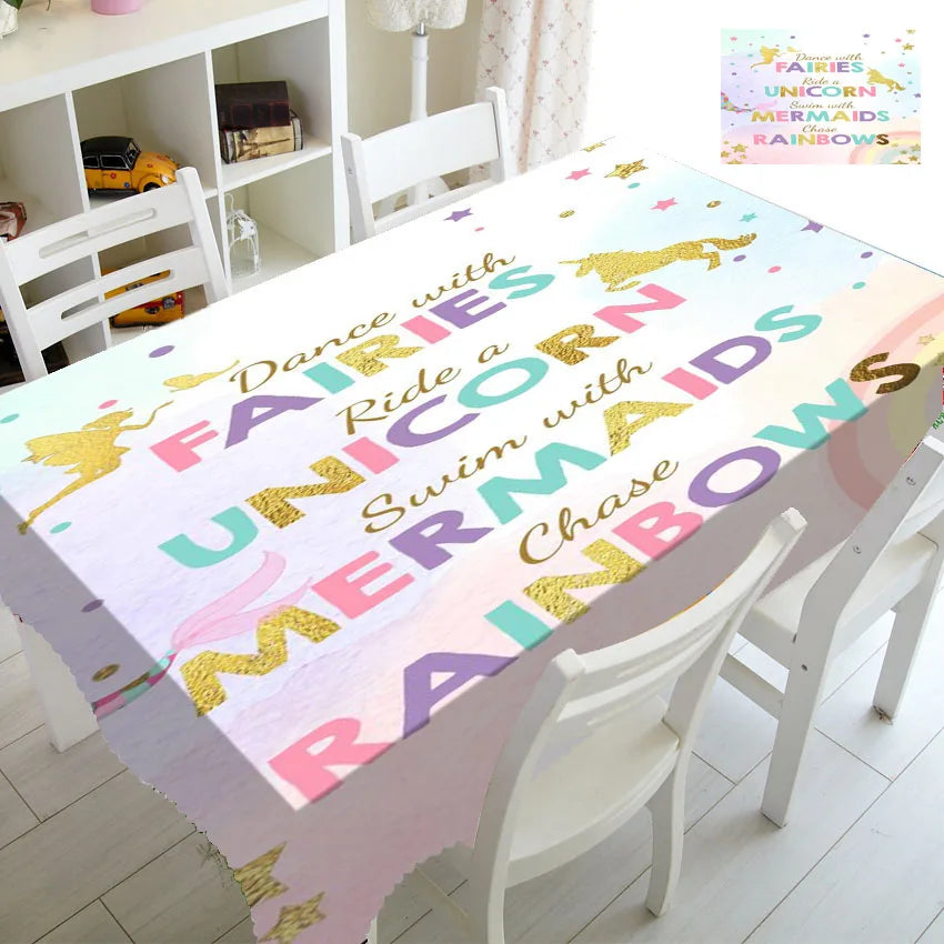 Pink Gold Unicorn Tablecloth