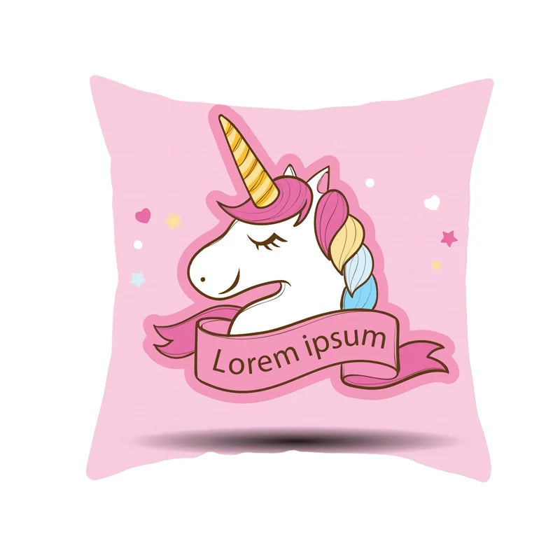 Cute Unicorn Throw Pillowcase