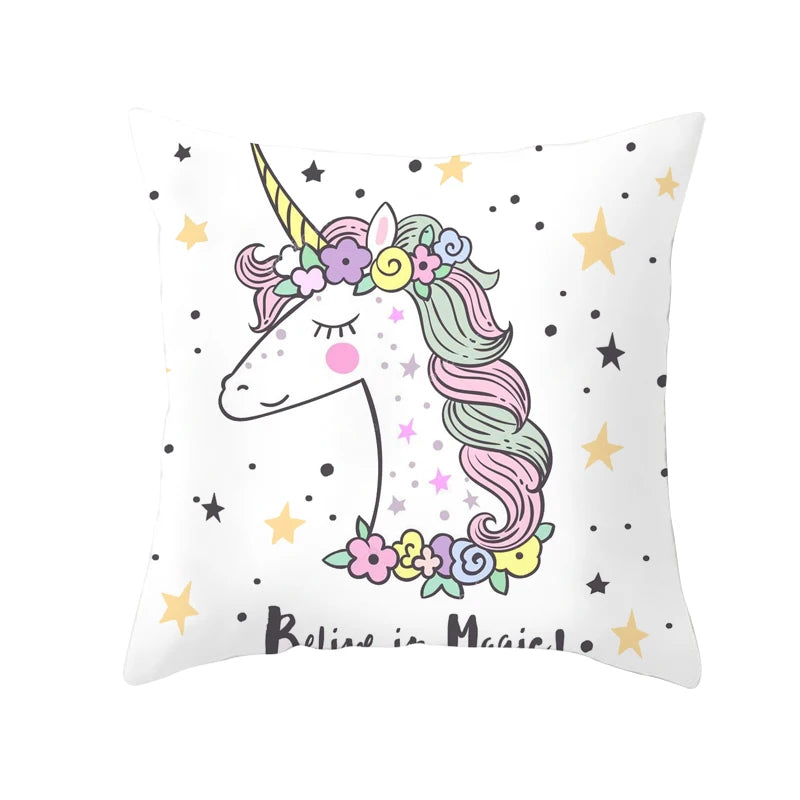 Cute Unicorn Throw Pillowcase