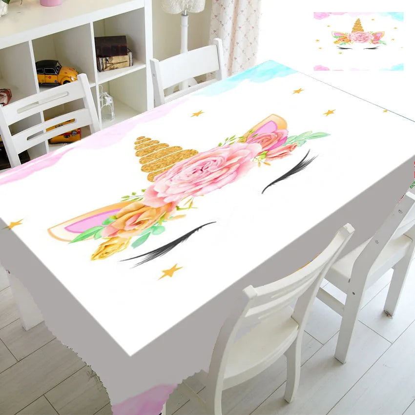 Pink Gold Unicorn Tablecloth