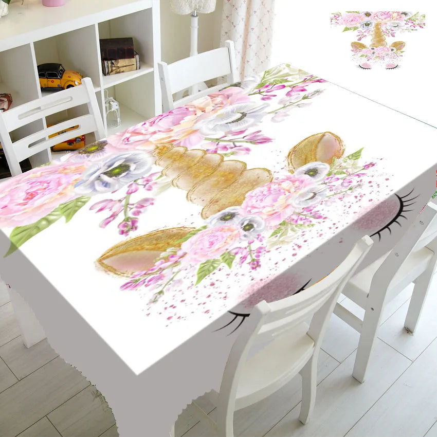 Pink Gold Unicorn Tablecloth