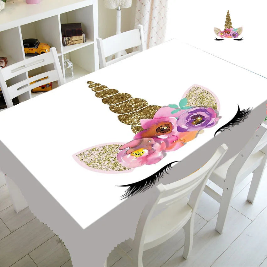 Pink Gold Unicorn Tablecloth