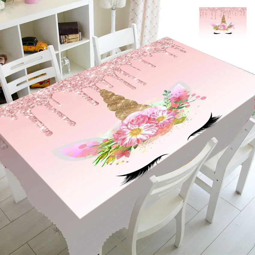 Pink Gold Unicorn Tablecloth