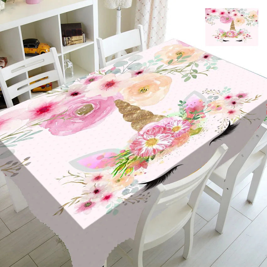 Pink Gold Unicorn Tablecloth