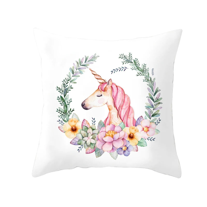 Cute Unicorn Throw Pillowcase