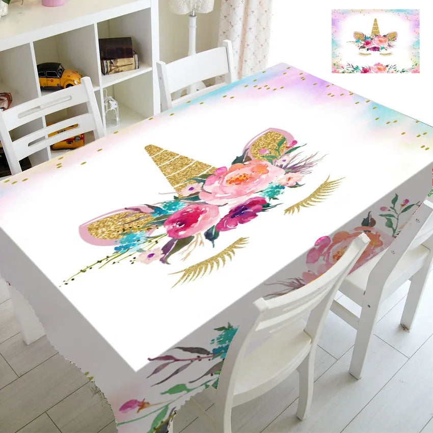 Pink Gold Unicorn Tablecloth