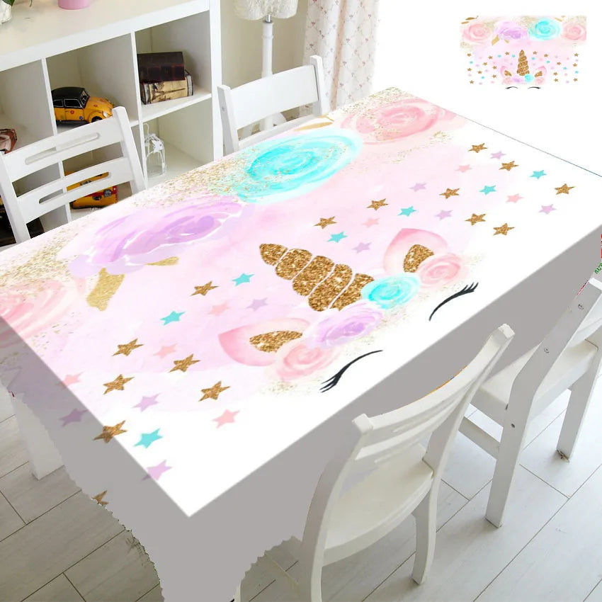 Pink Gold Unicorn Tablecloth