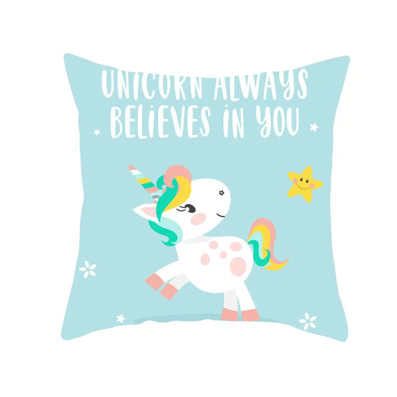 Cute Unicorn Throw Pillowcase