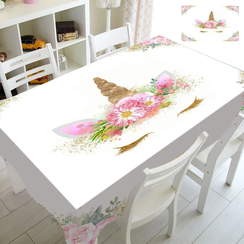 Pink Gold Unicorn Tablecloth