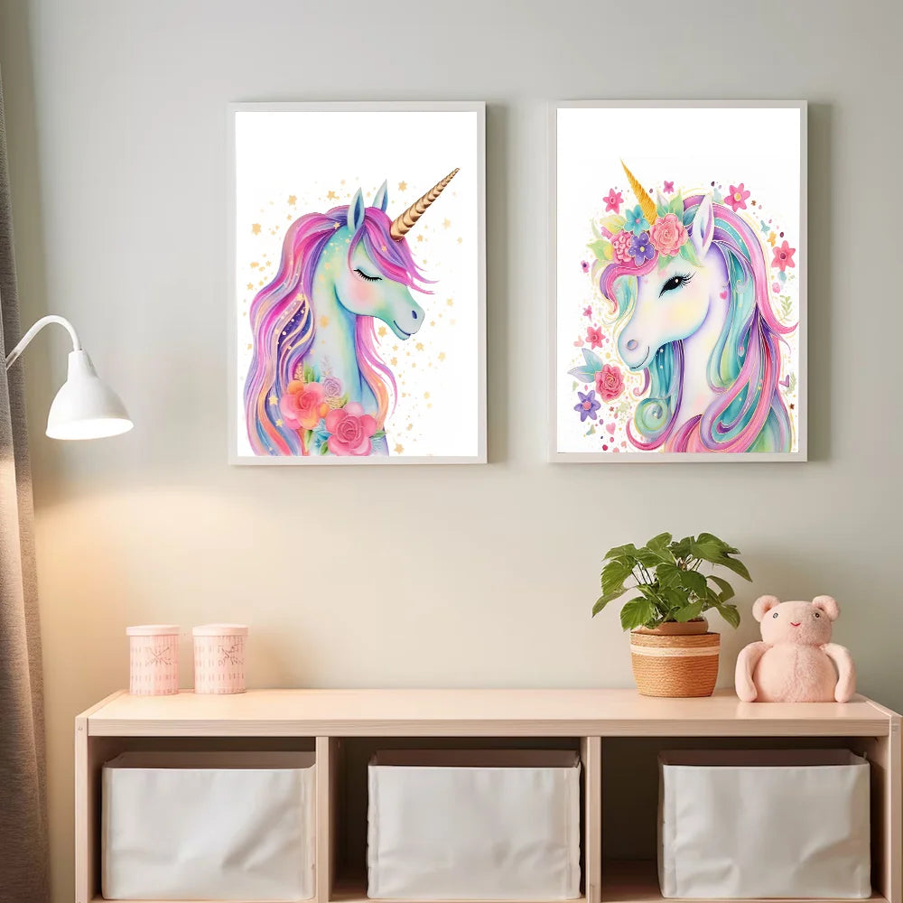 Unicorn Gold Glitter Wall Art