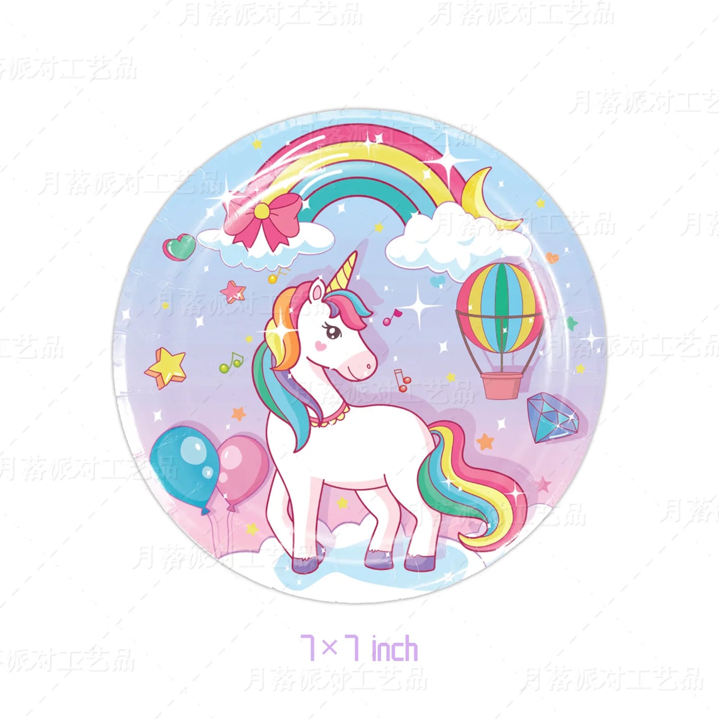 Rainbow Unicorn Party Tableware Set