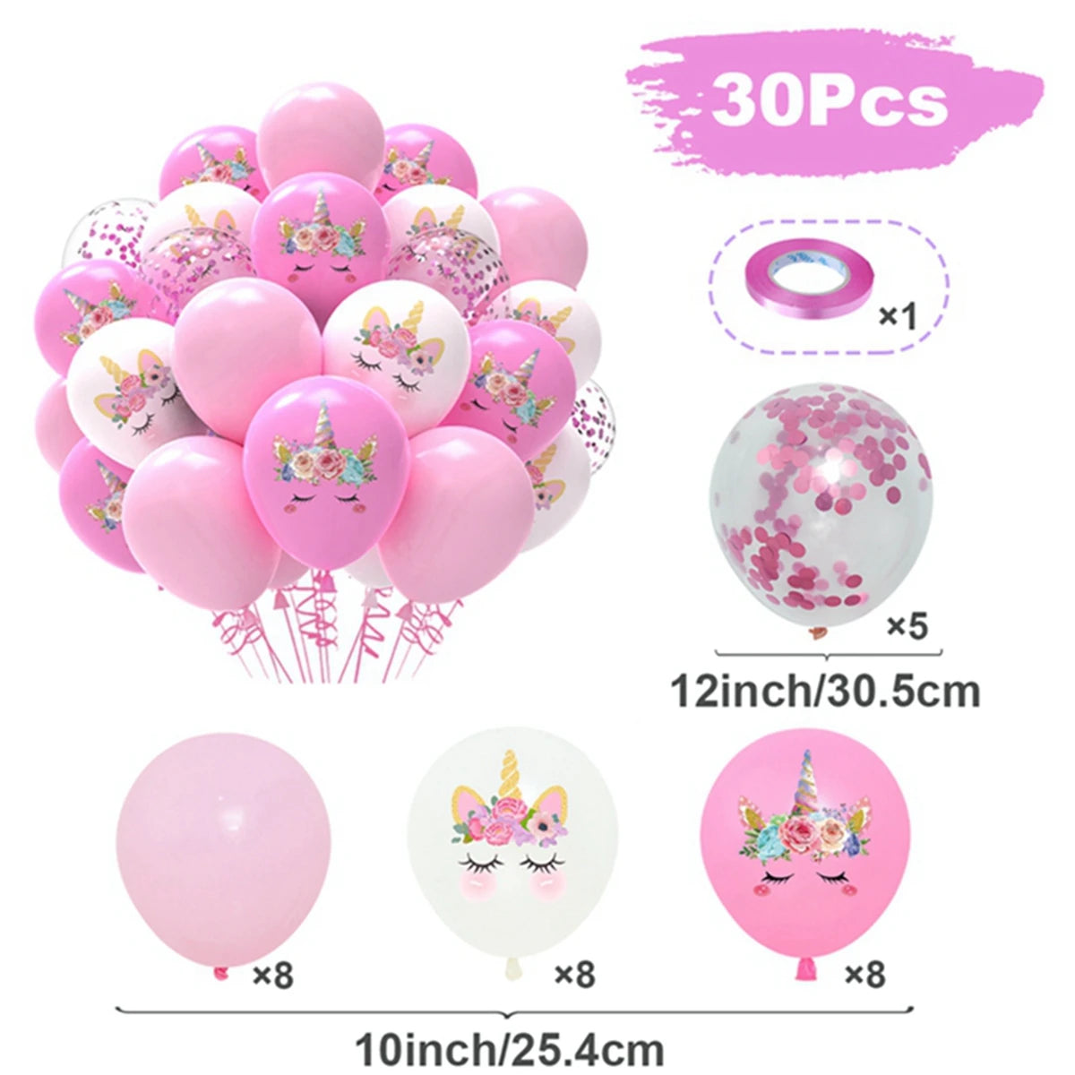 Unicorn Theme Latex Balloons