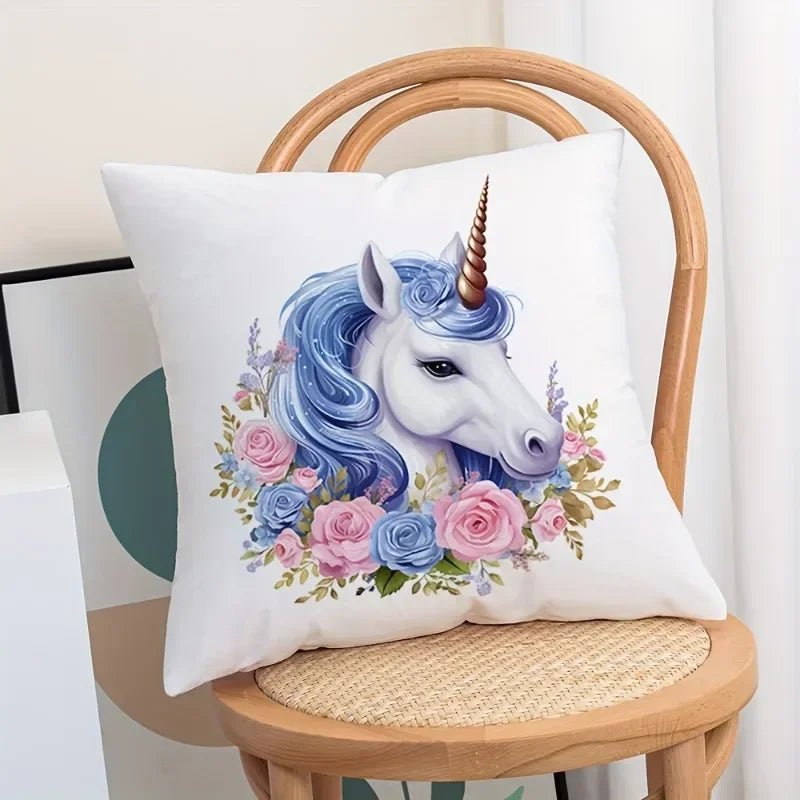 Unicorn Floral Pillowcase Cover