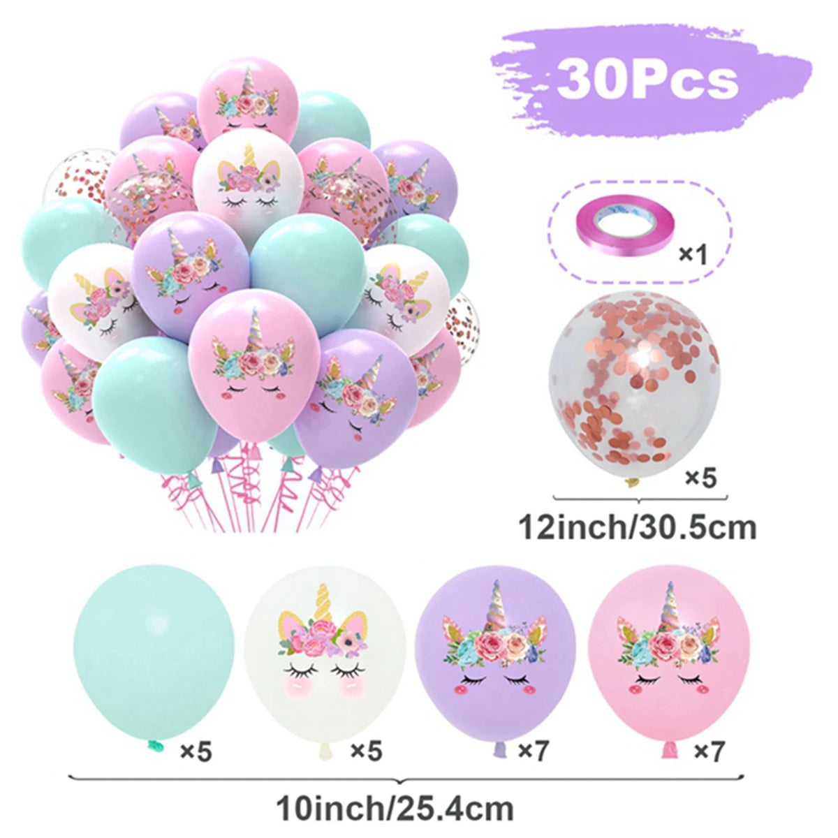 Unicorn Theme Latex Balloons