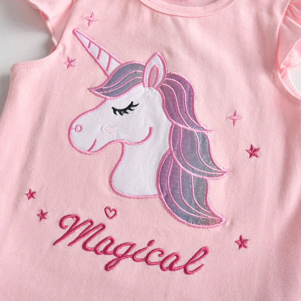 Girls Unicorn Flare Sleeve Tee