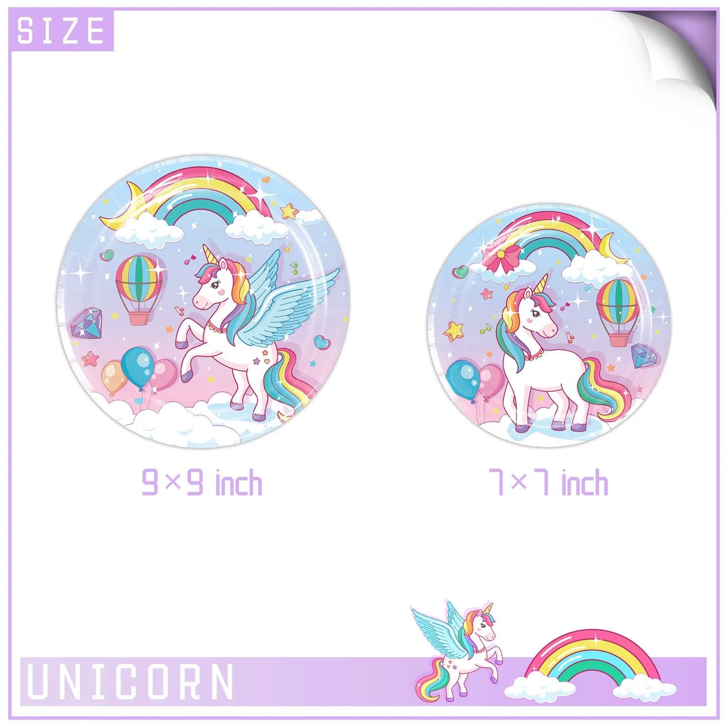 Rainbow Unicorn Party Tableware Set