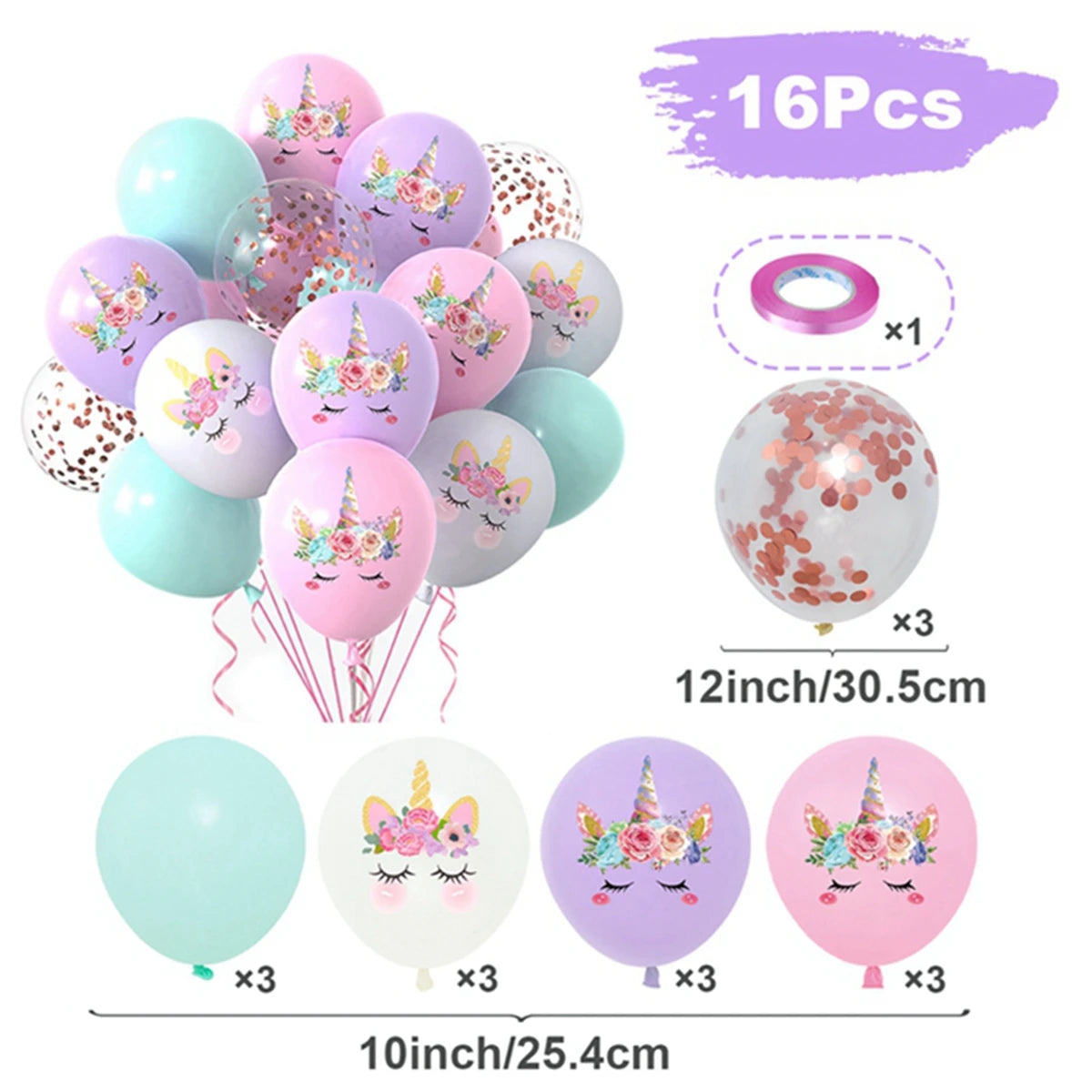 Unicorn Theme Latex Balloons