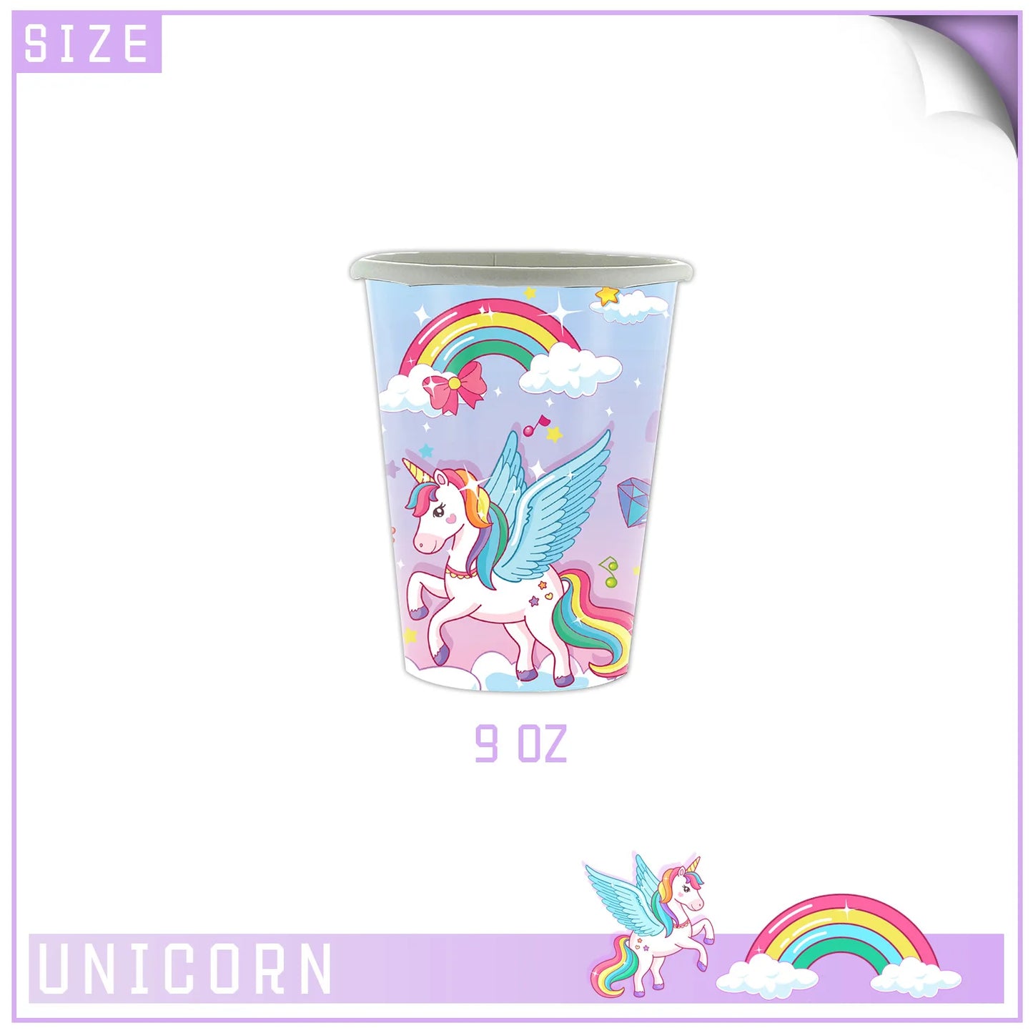Rainbow Unicorn Party Tableware Set