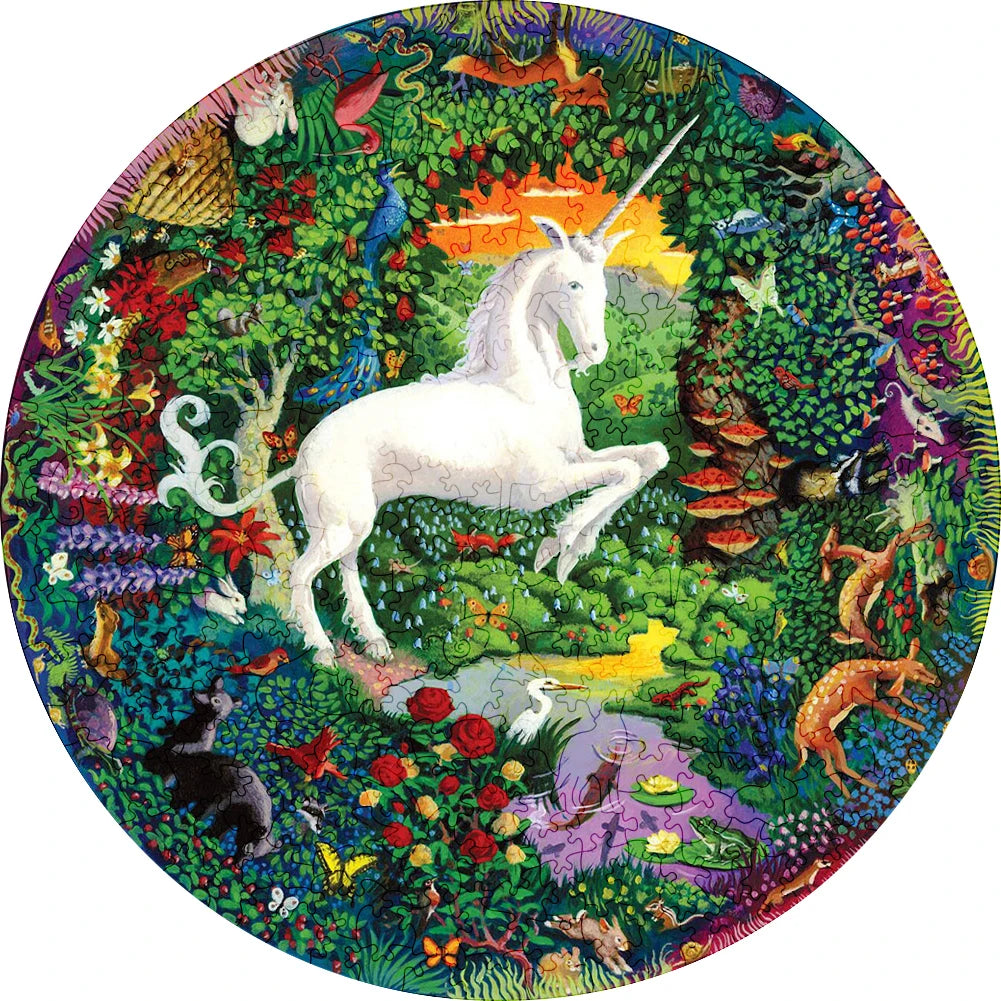 Round Wooden Unicorn Puzzle