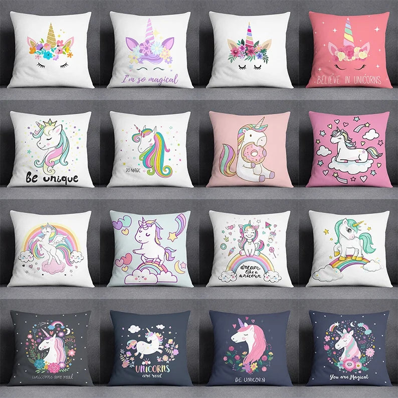 Pink Unicorn Cushion Cover