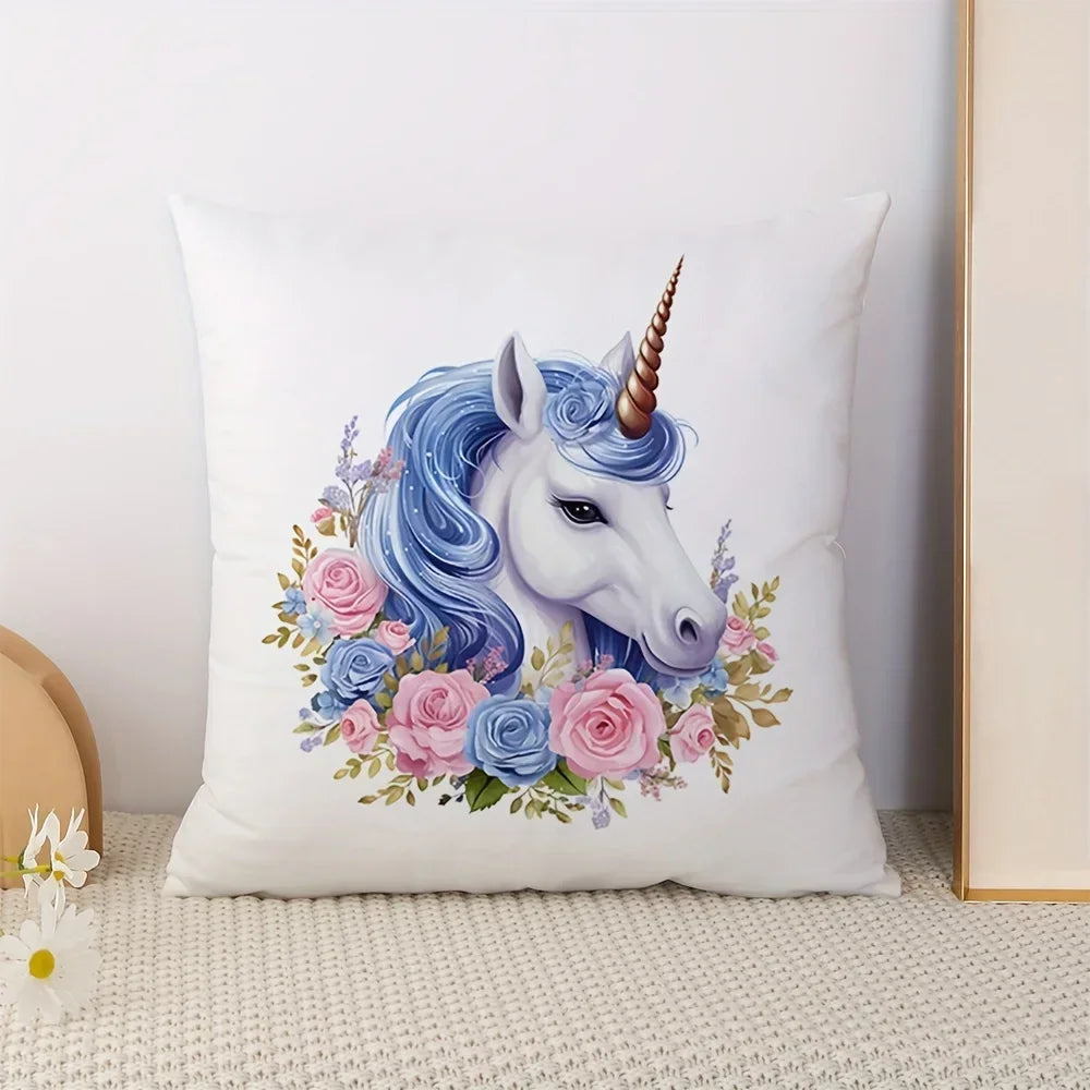 Unicorn Floral Pillowcase Cover
