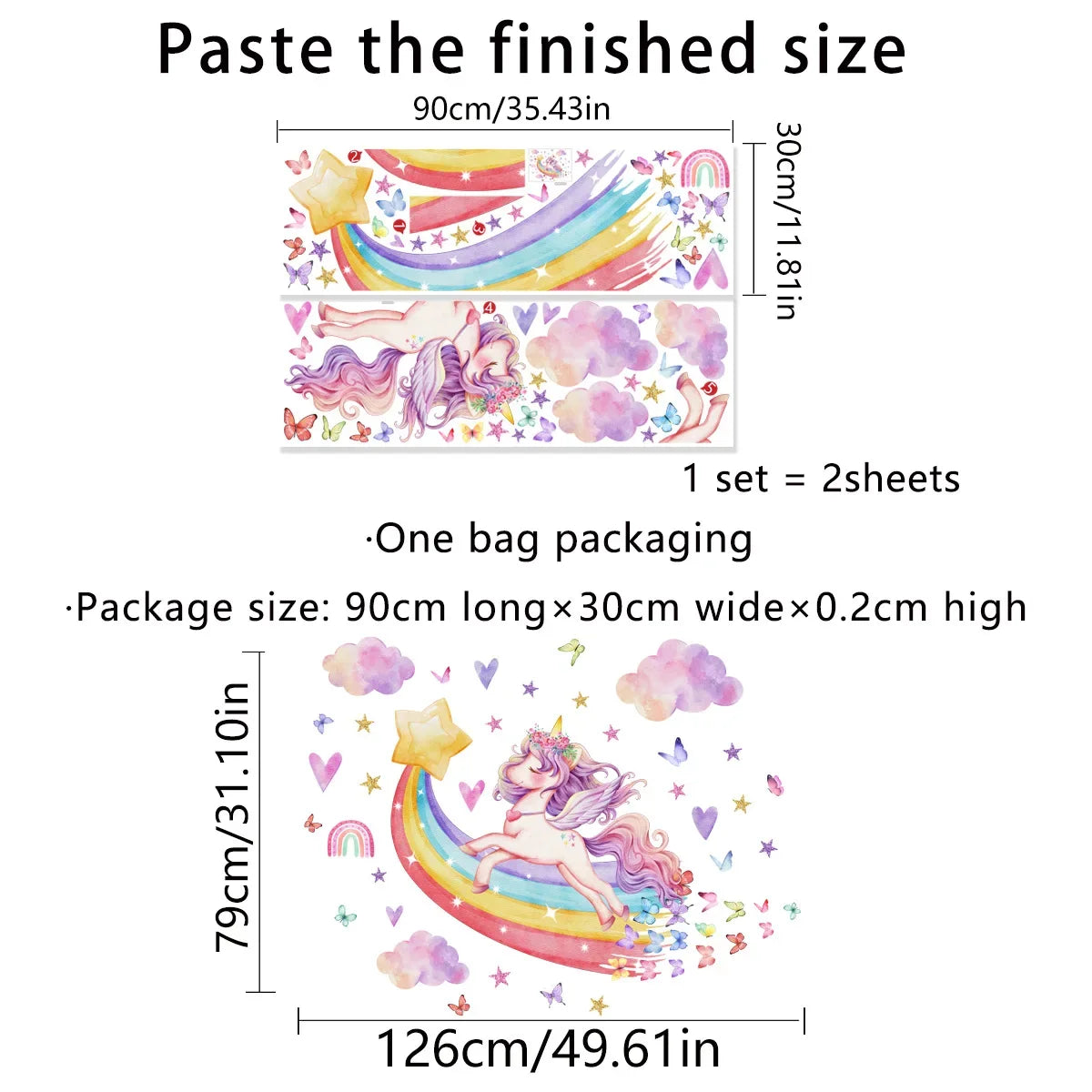 Rainbow Unicorn Wall Stickers