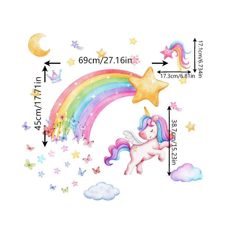 Rainbow Unicorn Wall Stickers