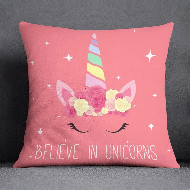 Pink Unicorn Cushion Cover