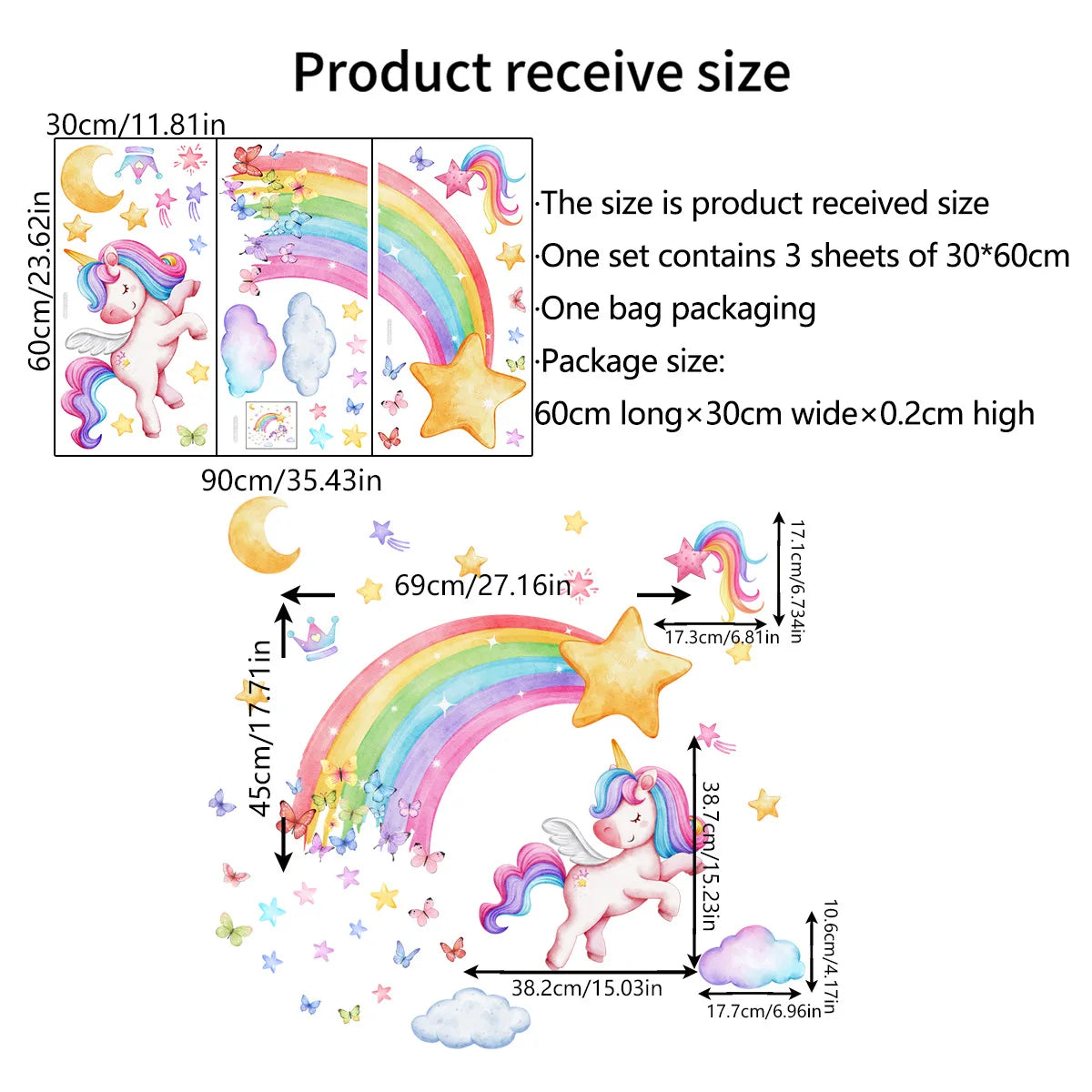 Rainbow Unicorn Wall Stickers