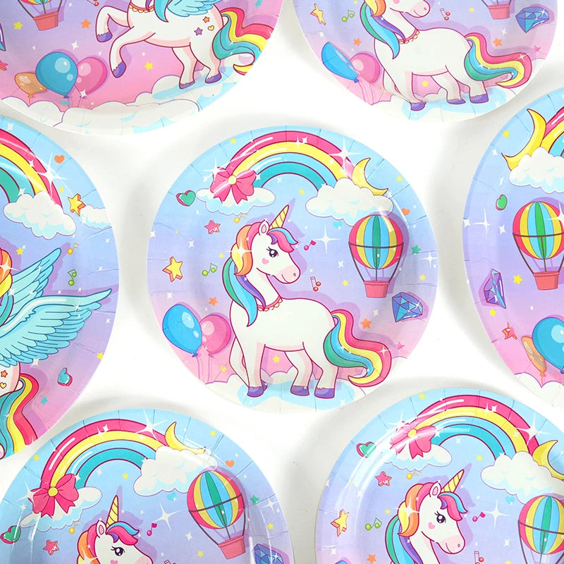 Rainbow Unicorn Party Tableware Set