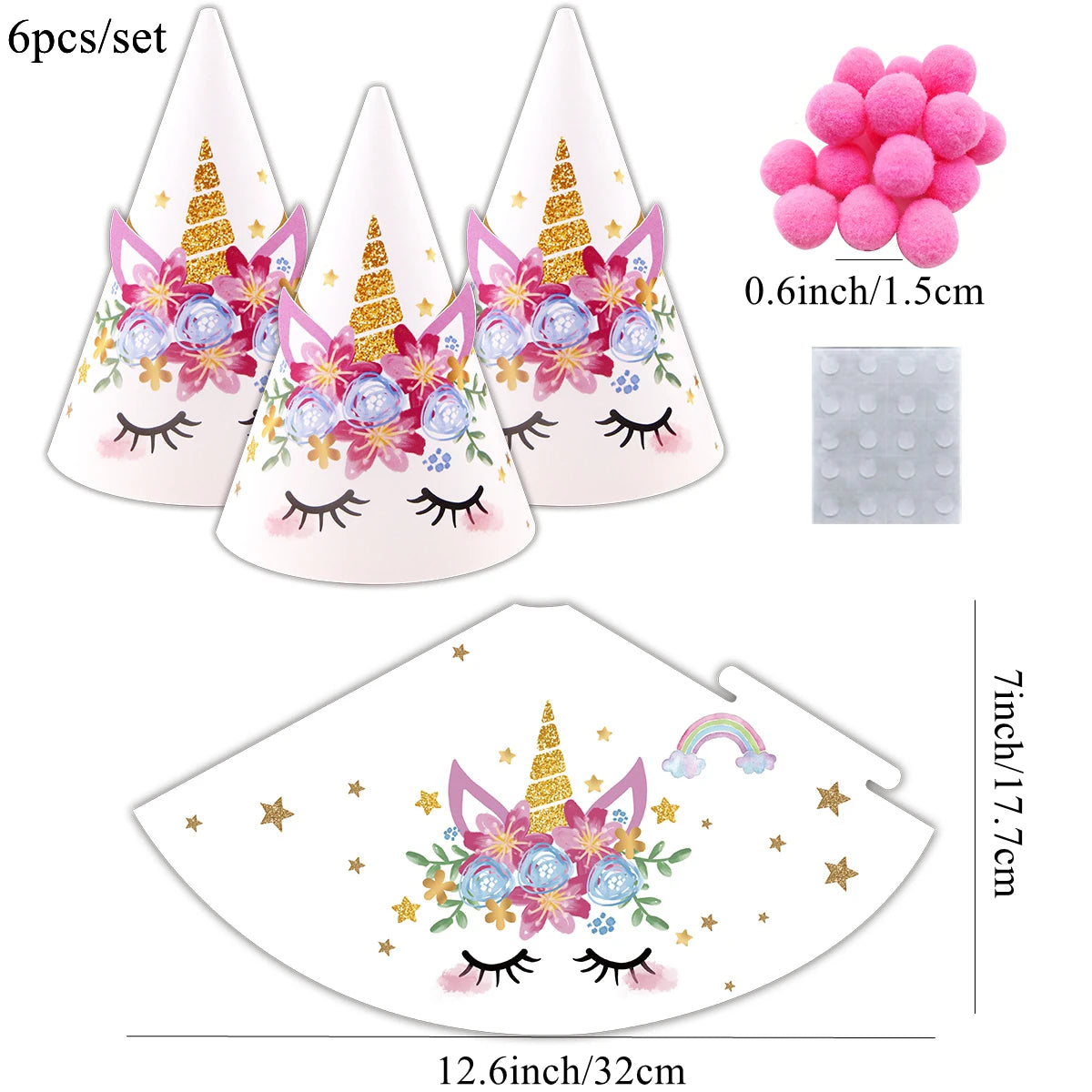6pcs Unicorn Party Hats