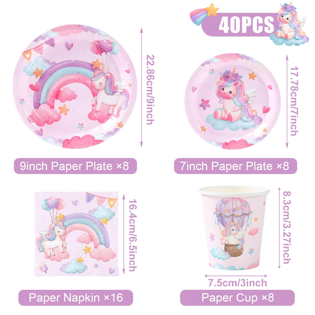 Unicorn Party Disposable Tableware Set