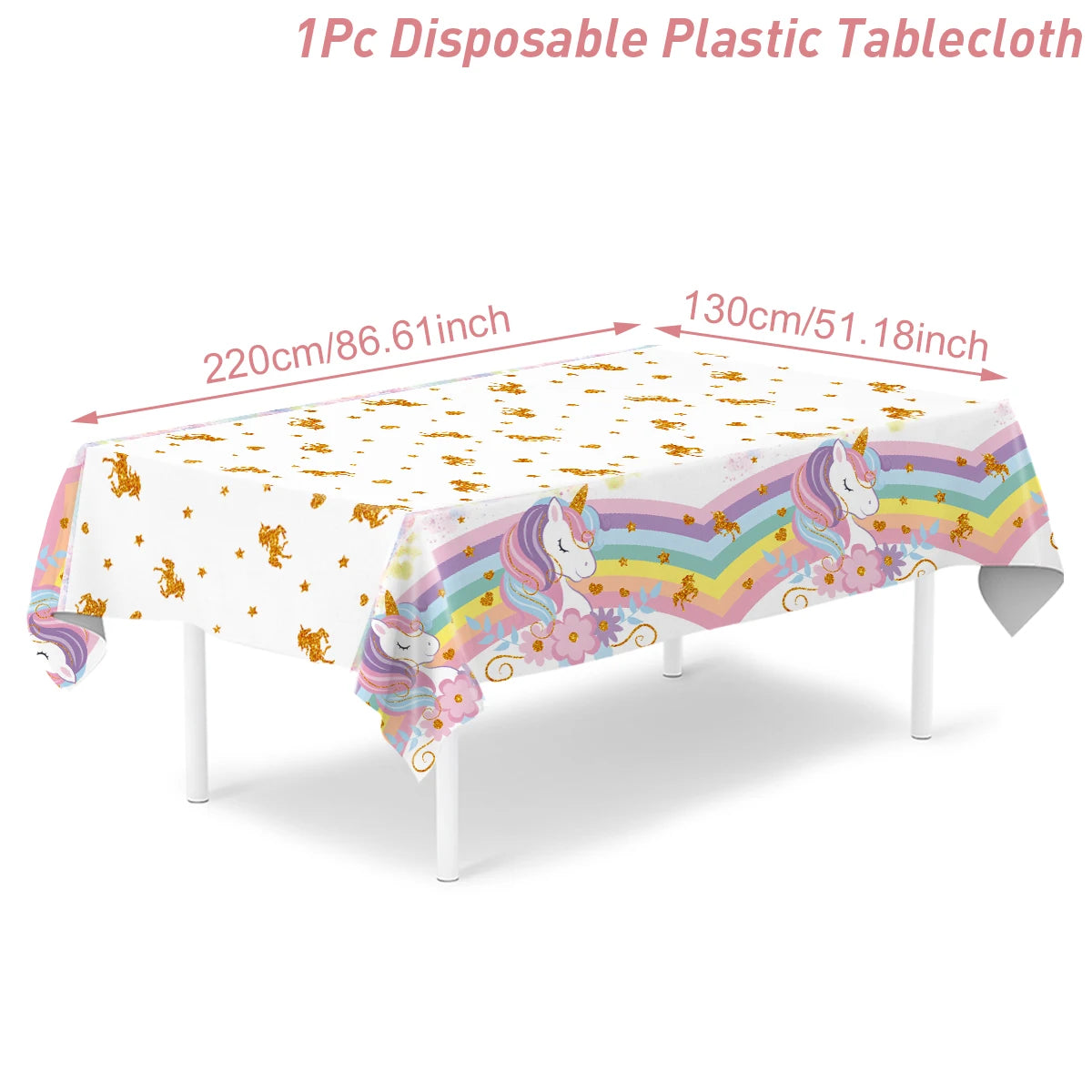 Rainbow Unicorn Party Tablecloth