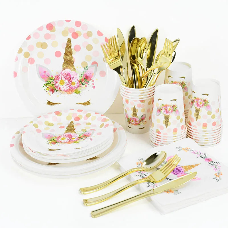 Unicorn Birthday Party Tableware Set