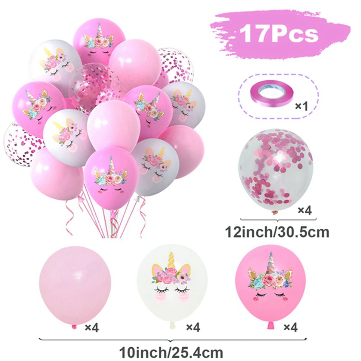 Unicorn Theme Latex Balloons