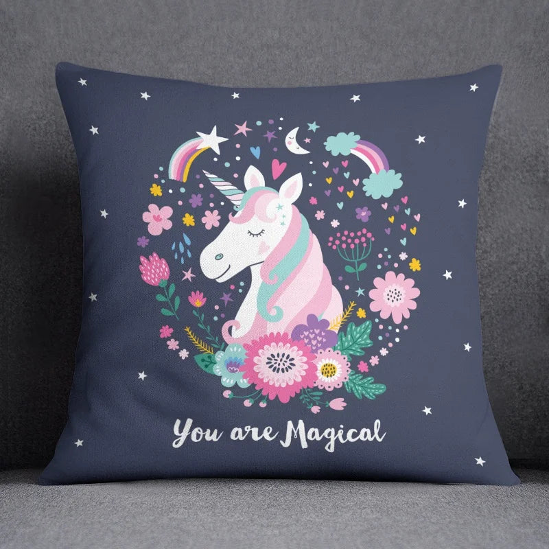 Pink Unicorn Cushion Cover