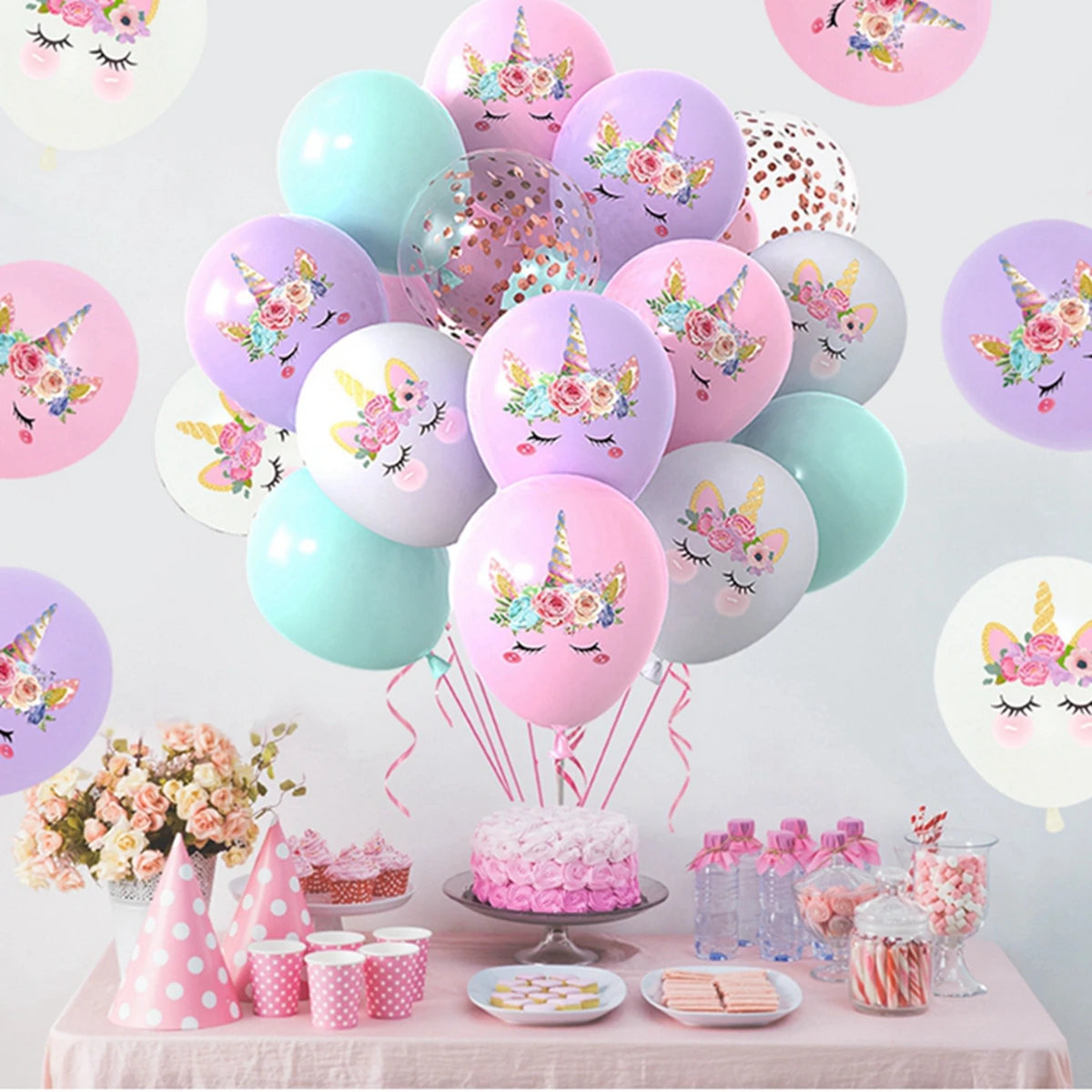 Unicorn Theme Latex Balloons