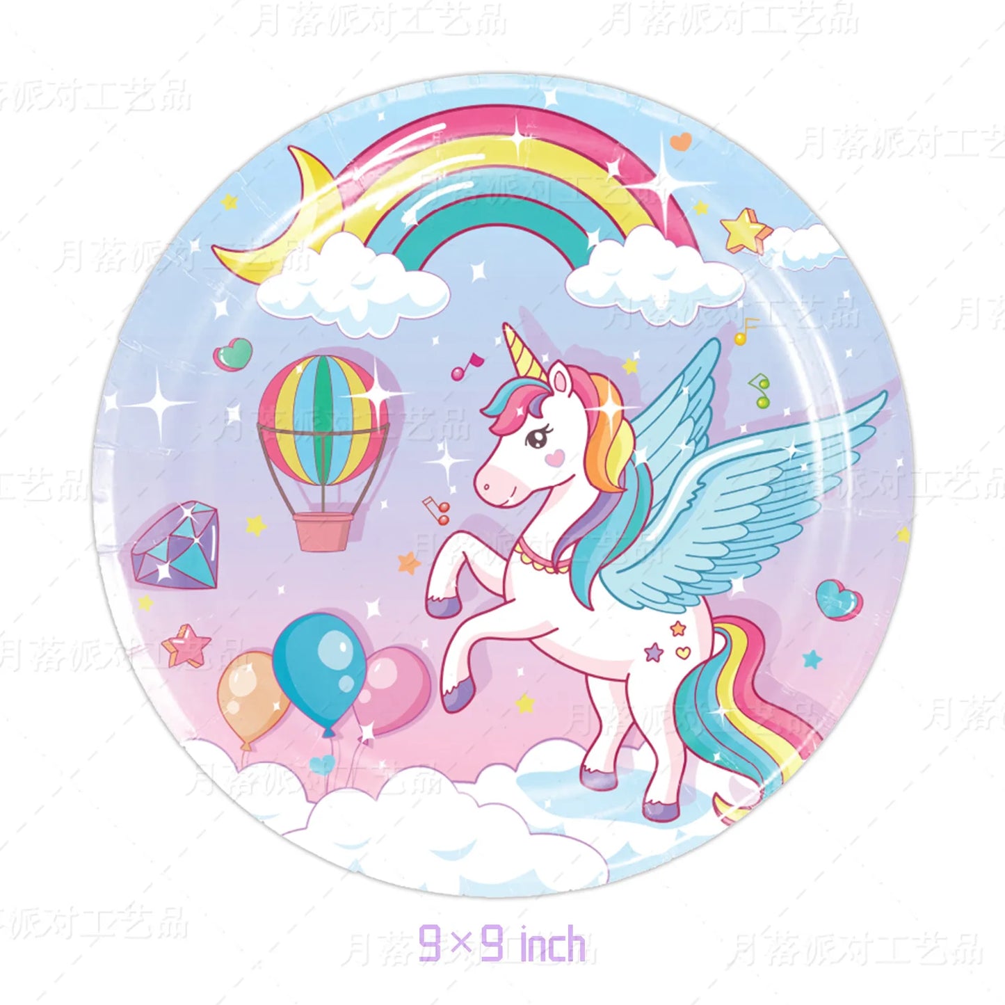 Rainbow Unicorn Party Tableware Set