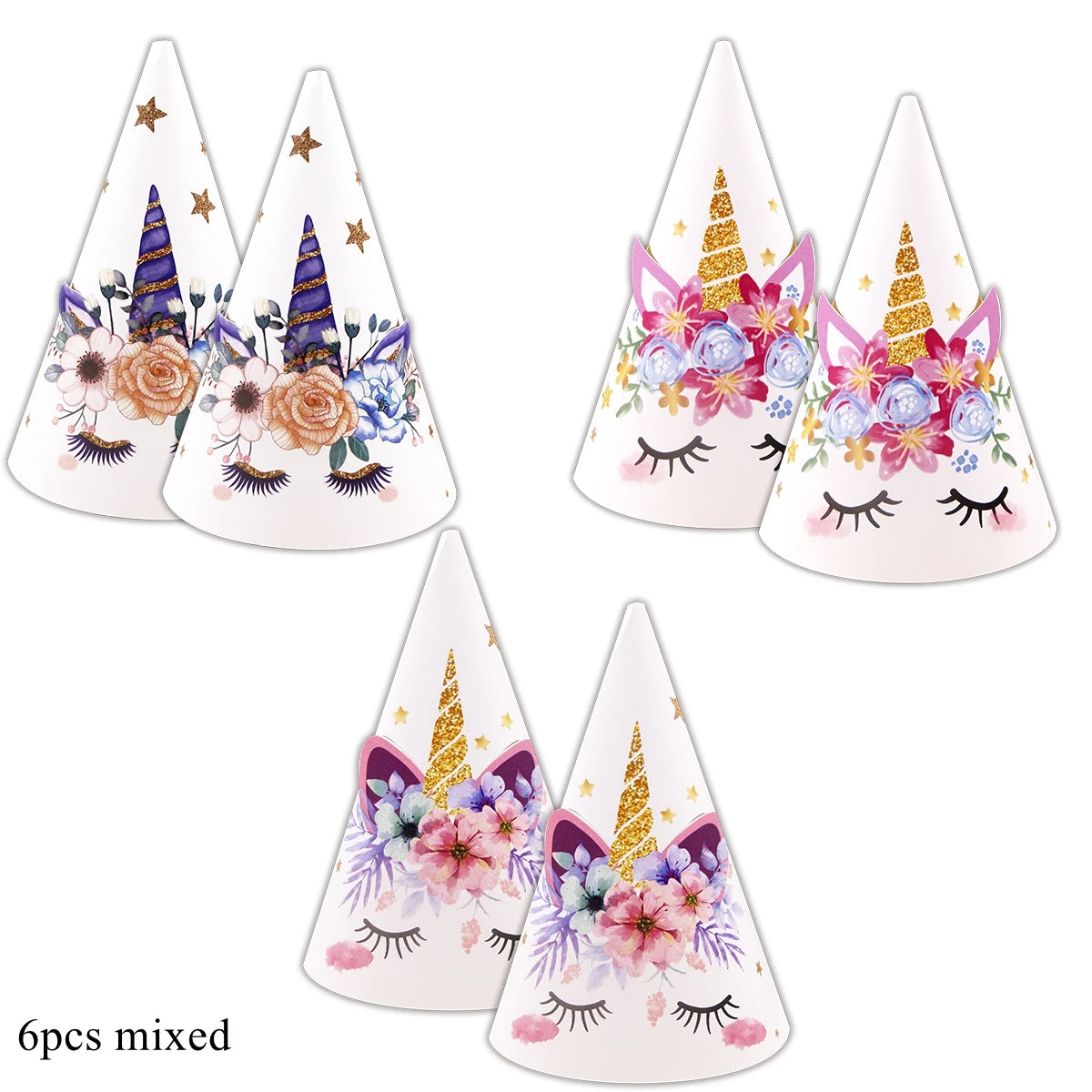 6pcs Unicorn Party Hats
