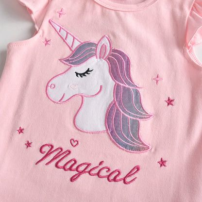 Girls Unicorn Flare Sleeve Tee