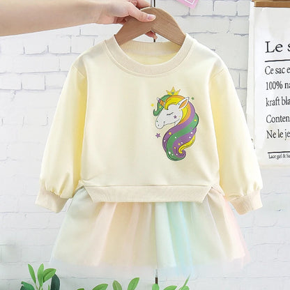 Girls' Unicorn Long Sleeve Dress