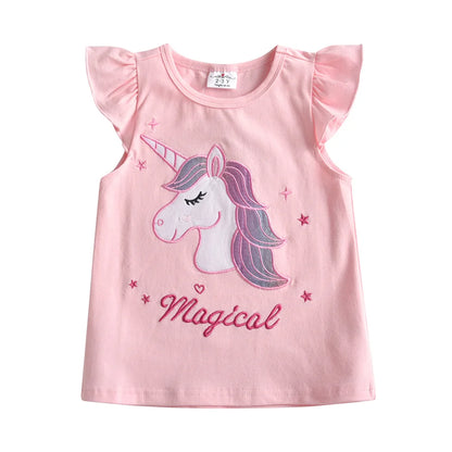 Girls Unicorn Flare Sleeve Tee