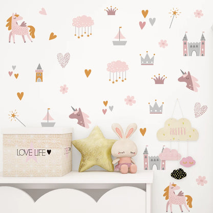 Boho Pink Unicorn Wall Stickers