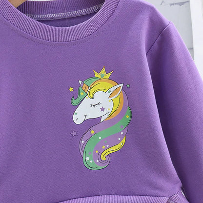 Girls' Unicorn Long Sleeve Dress