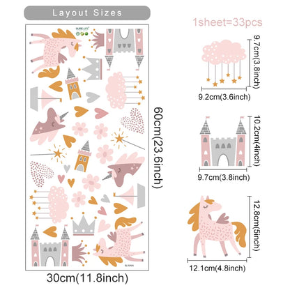 Boho Pink Unicorn Wall Stickers