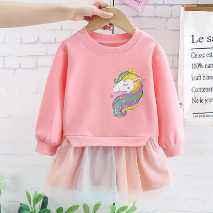 Girls' Unicorn Long Sleeve Dress